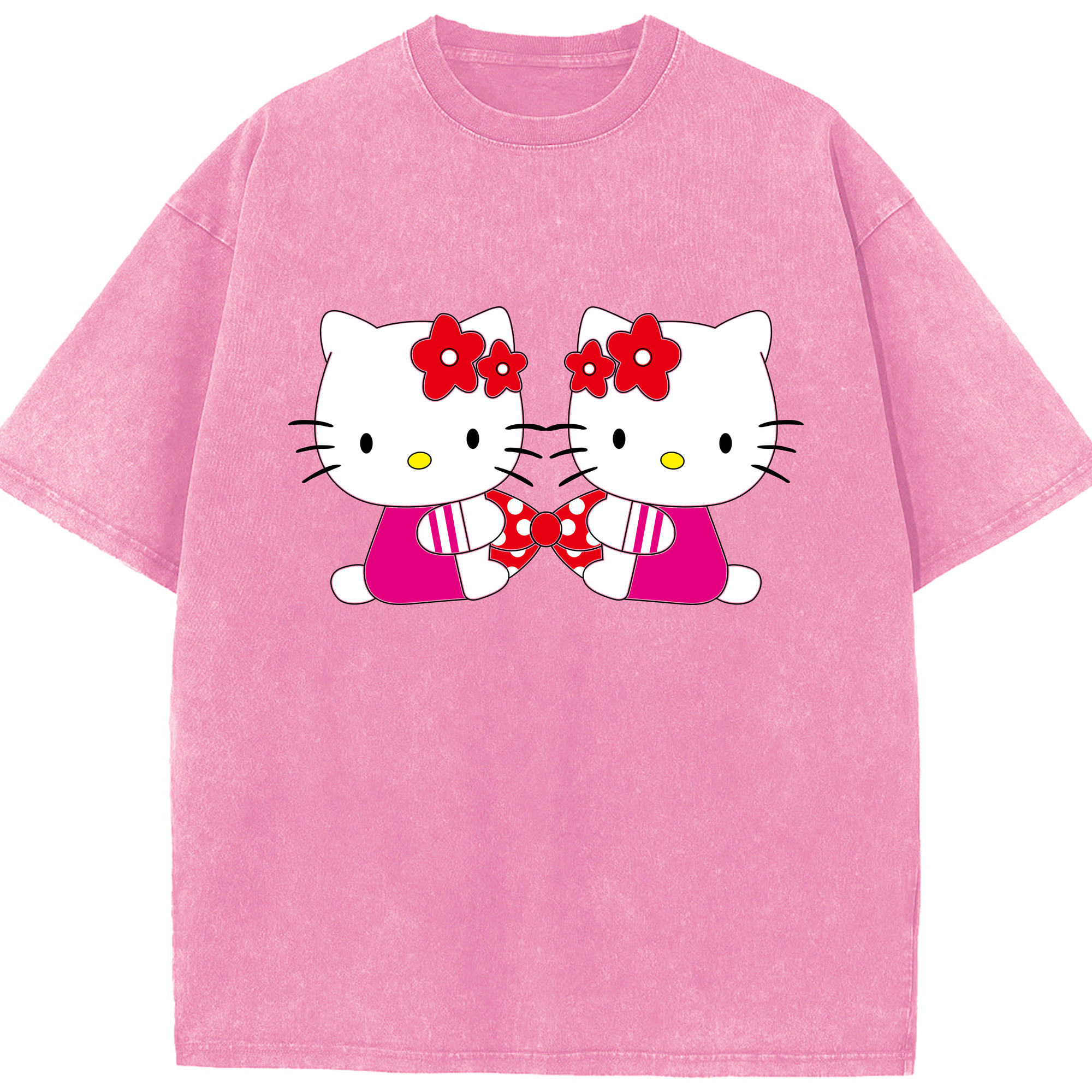 （画像用） Hello Kitty ハローキティ 綿100% ヴィンテージ風 半袖Tシャツ（フロントプリント）